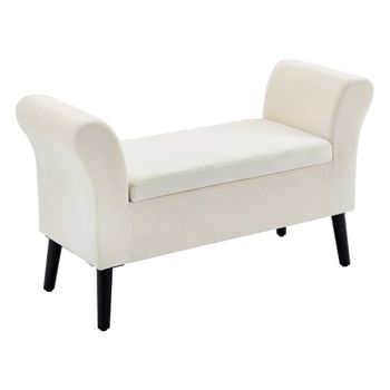 Banco de cama 111.5x41x65 cm crema