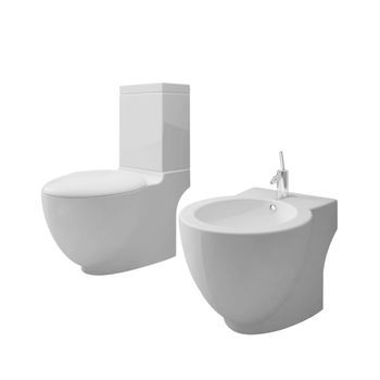Juego De Váter Wc Y Bidé De Cerámica Blanca Vidaxl