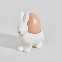 huevera con forma de conejo de gres