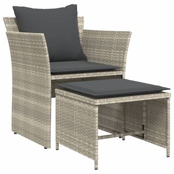 Sillón De Jardín | Silla De Jardín Con Reposapiés Ratán Sintético Gris Claro