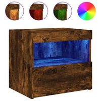 mesita de noche  mesa auxiliar  mesilla con luces led roble ahumado 50x40x45 cm