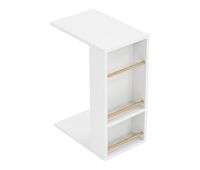 mesa auxiliar siikainen con ruedas y barra anticaida 65x44x29cm - blanco encasa
