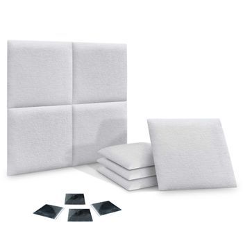 Dhome Juego De 8 Paneles Tapizados De Lana Ecológica Pack Autoadhesivos Para Pared Acústicos Absorbentes Protección (blanco, 60x60cm, X8)