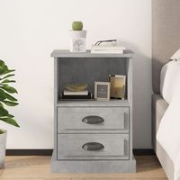 mesita de noche - mueble de dormitorio - madera contrachapada - gris hormigon 43x36x60cm