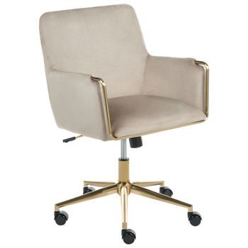 Silla Ejecutiva De Oficina Asiento Inclinable Acolchado Grueso Terciopelo Beige Altona