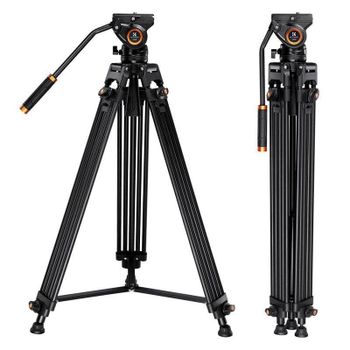 Trípode K&F CONCEPT VA18 con rótula fluida 360°, aluminio, altura 184 cm