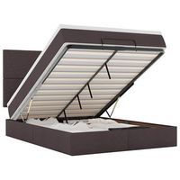 estructura cama otomana colchon tela marron oscuro 140x190cm