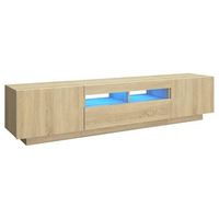 armario tv  mueble de salon  mesa de tv con luces led color roble sonoma 180x35x40 cm