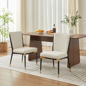 Pack De 2 Sillas De Comedor - Mueble Para Comedor - Tejido - Beige