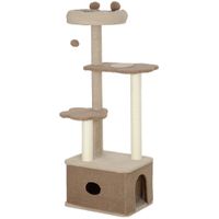 pawhut arbol rascador para gatos altura 133 cm torre para gatos con nido plataformas bola colgante y poste de yute cafe