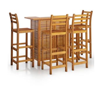 Juego muebles de bar para jardin 5 piezas madera maciza de acacia