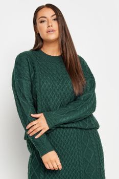 Yours Jersey De Punto Verde De Ochos Y Rombos, Mujer Curvy Y Tallas Grandes, Yours