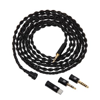 Cable de auriculares modular Linsoul Kiwi Ears x B_Media Terras con cable de actualización de cobre 4N de 4 núcleos y 32AWG - 3.5/4.4/Type-C
