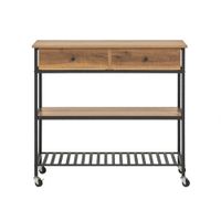 carrito de cocina con 2 estantes y 2 cajones metal marron