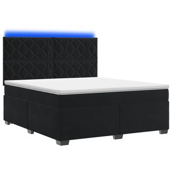 Cama Tapizada 144x200x140,5 Cm Terciopelo - Negro