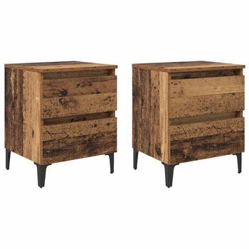 Armario De Noche 2 Uds. Madera Vieja 40 X 35 X 50 Cm Vidaxl