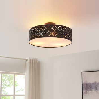 Lámpara De Techo Bay Pantalla Cilíndrica 13xø45 Cm - Negro/blanco [lux.pro]