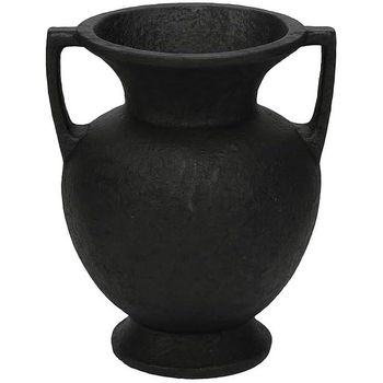 Gissed-Jarrón Decorativo Negro con Asas – 20,5 x 16 x 14,5 cm – Estilo Clásico y Minimalista
