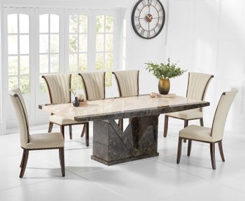 Tenore 220cm Marble Effect Dining Table with Alpine Chairs