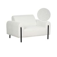sillon de estilo moderno tapizado en boucle con respaldo ajustable en color blanco con patas de metal askim