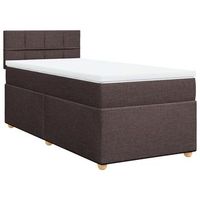 cama individual  cama de adulto  cama box spring con colchon tela marron oscuro 80x200 cm