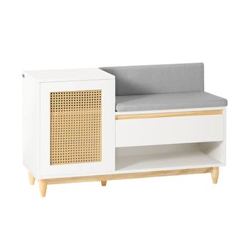 Banco zapatero con 2 estantes 1 cajón y 1 puerta blanco