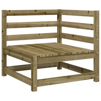Sofá Esquinero De Jardín | Sofá De Exterior Madera De Pino Impregnada 70x70x67 Cm