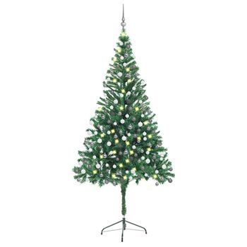 Árbol De Navidad Artificial Con Luces Y Bolas 910 Ramas 210 Cm Vidaxl