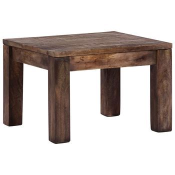Mesa De Centro 50x50x35 Cm Madera Maciza De Mango Con Acabado En Negro Envejecido - Marrón