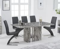 alicia 180cm grey marble dining table with hampstead z dining chairs - grey 4 chairs