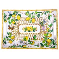 bandeja de servicio grande impresa limon con asas en melamina 55cm