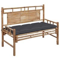 banco de jardin con cojin bambu 120 cm vidaxl