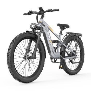 Bicicleta Eléctrica Zazawork Cf500, 27,5”, 48 V 20 Ah, Suspensión Total, Plateada