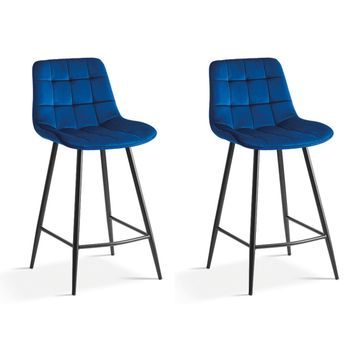 Silla De Mostrador 'jute' Terciopelo Azul, Dimensiones: H95 X L46 X P36 Cm