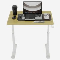escritorio elevable manual 80x60cm mesa regulable en altura con manivela diseno ergonomico sit stand madera y acero blanco