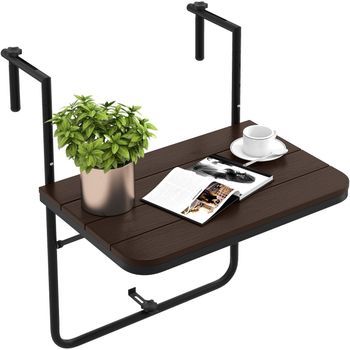 Mesa Colgante Plegable De Balcón Altura Ajustable En 3 Niveles Costway 63 X 60 X 84 Cm