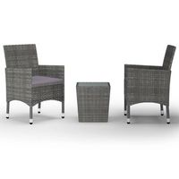 muebles de jardin 3 pzas ratan sintetico vidrio templado gris vidaxl