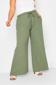 Yours Pantalones Caqui Anchos De Sarga, Mujer Curvy Y Tallas Grandes, Yours