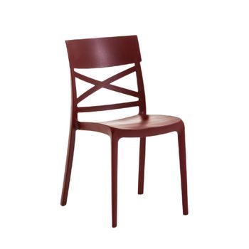Conjunto de 6 sillas de resina para interior o exterior rojas merlot