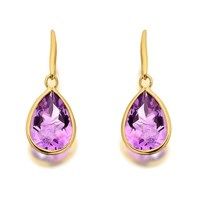 9ct gold amethyst hook wire earrings - exclusive - g1226