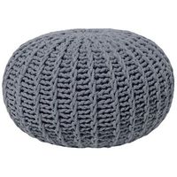 puf otomana gris oscuro tejido de algodon relleno de eps reposapies pequeno redondo 50 x 35 cm conrad ii