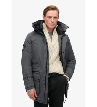 Superdry para hombre. M5011909A Parka acolchada City gris (M), Casual, Poliéster Reciclado, Sostenible