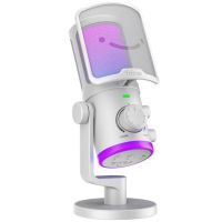 fifine ampligame am6 microfono de condensador cardioide rgb usb-c blanco