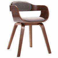 silla de comedor de madera curvada y tela gris taupe vidaxl
