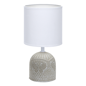 Aigostar - Lámparas de Mesita de Noche, Lámpara de Mesa E14, Grabado de Mariposas, Pantalla de Tela Color Blanco, Lámpara Escritorio Diseño Clasico Vintage para Dormitorio, Estudio, L13 x H26cm