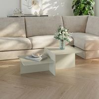 mesa de centro taniena con tablero doble 100x55x35 cm - color de arena encasa