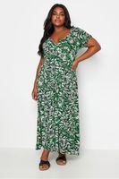 yours vestido verde maxi estampado de flores mujer curvy y tallas grandes yours
