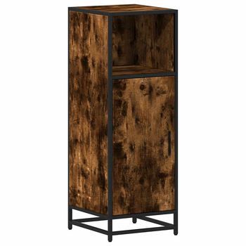 Mueble Baño | Armario De Baño Madera Contrachapada Roble Ahumado 35x37,5x100 Cm