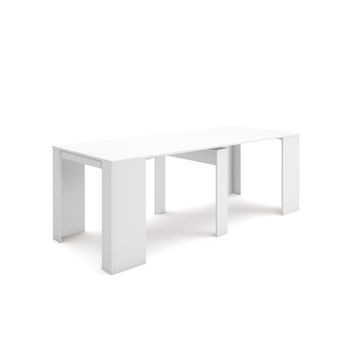 Mesa Consola Extensible | Mesa Comedor Plegable | 220 | Para 10 Comensales | Comedor Y Cocina | Estilo Moderno | Blanco