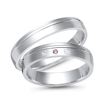 Alianzas 18 quilates oro blanco 3 diamantes